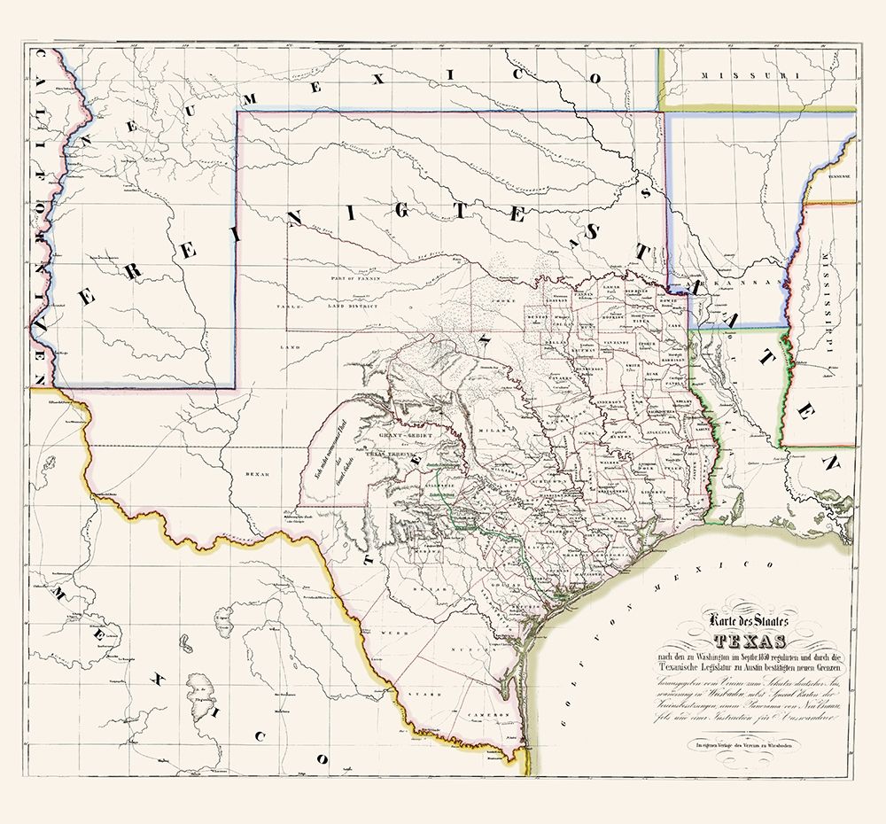 Texas - Association for German Immigrants 1851 art print by Association for German Immigrants for $57.95 CAD