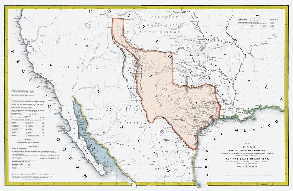 Texas Republic and adjacent Countries 1844 art print by US War Dept for $57.95 CAD