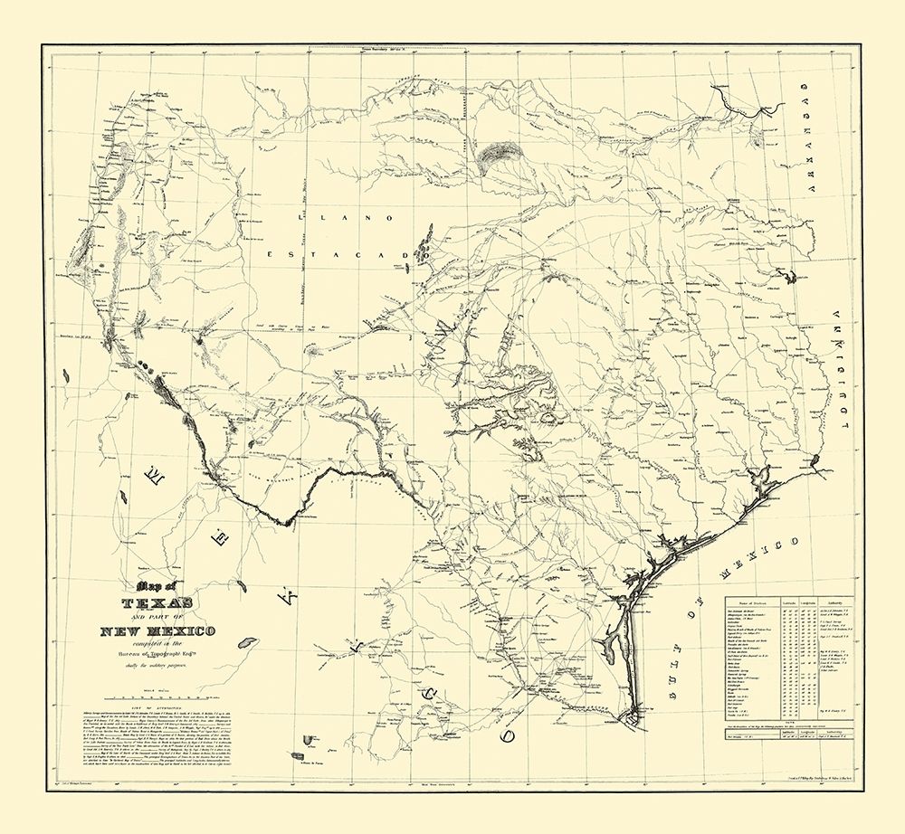 Texas, Eastern New Mexico - Dunnovant 1857 art print by Dunnovant for $57.95 CAD