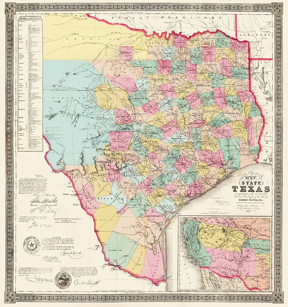 Texas State of J de Cordova - Colton 1856 art print by Colton for $57.95 CAD