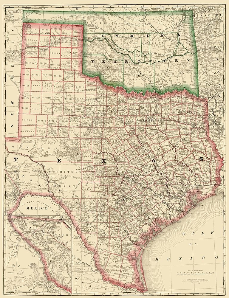 Texas and Indian Territory - Rand McNally 1879 art print by Rand McNally for $57.95 CAD
