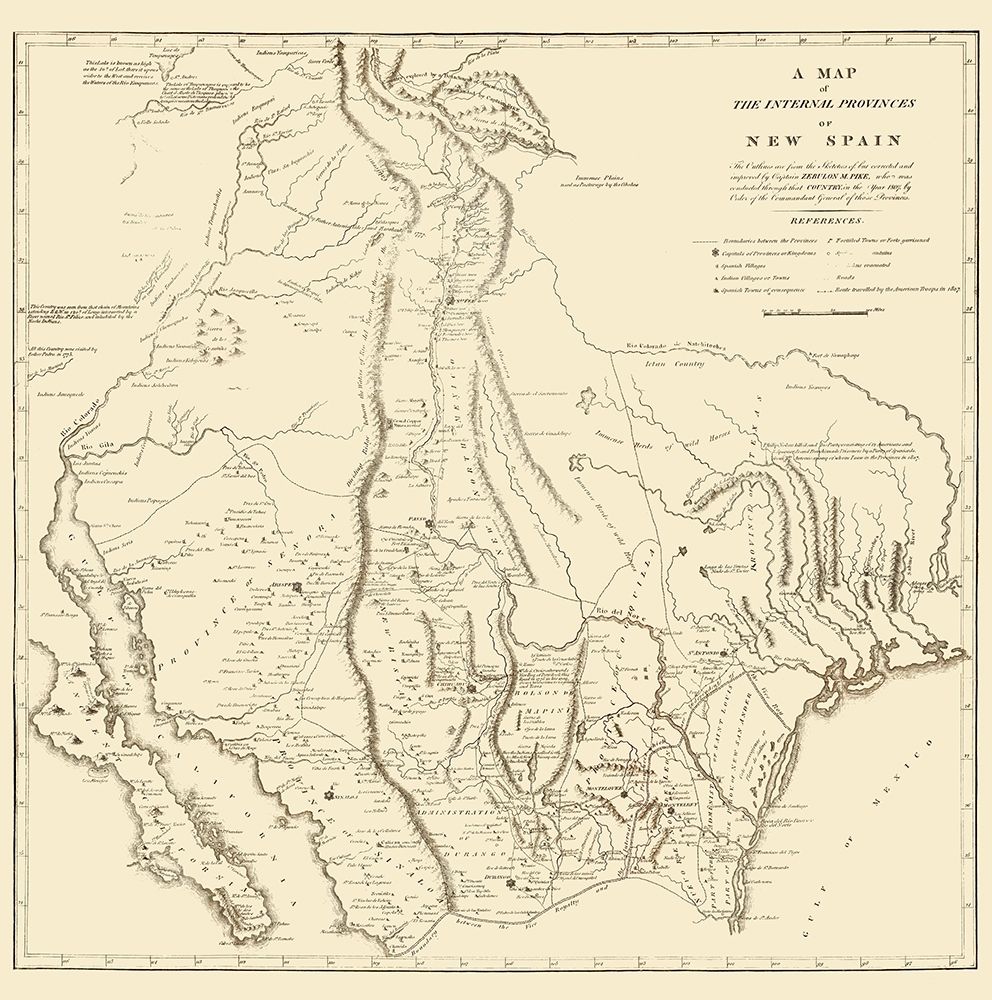 New Spain Located In Modern Day Texas - Pike 1807 art print by Pike for $57.95 CAD