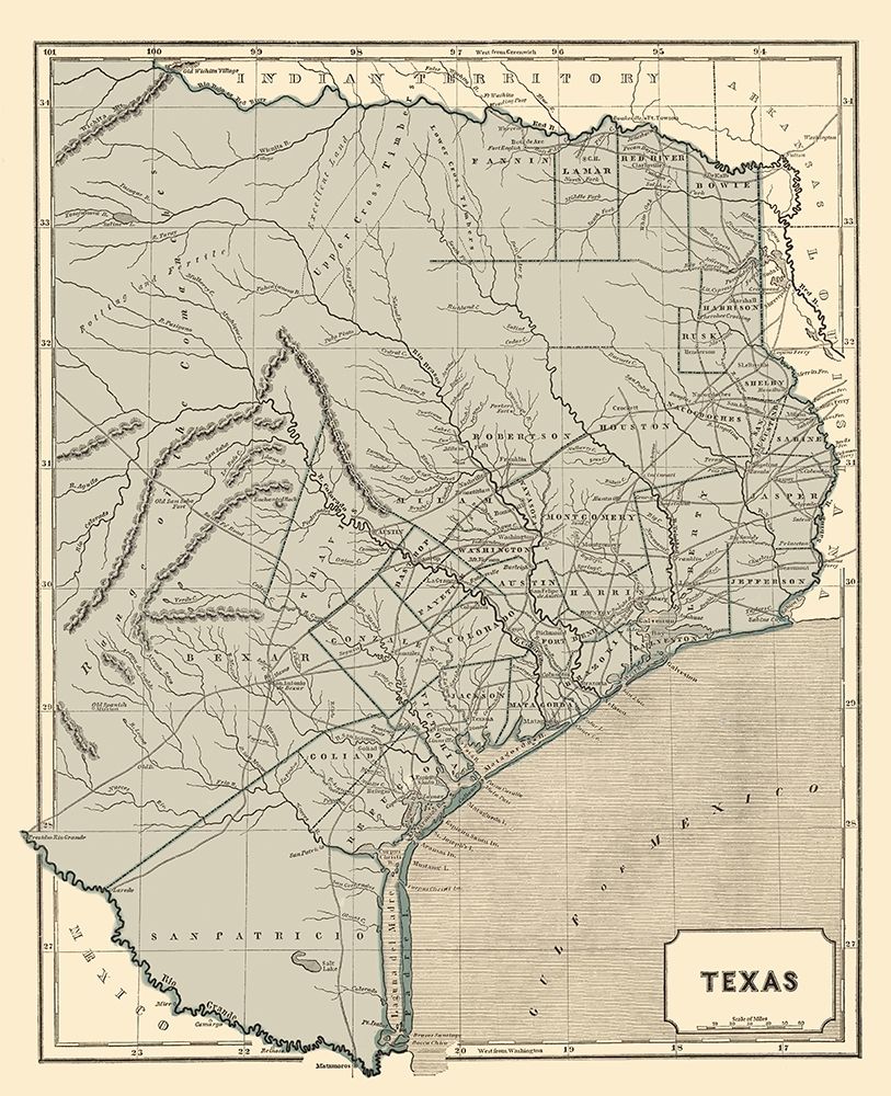 Texas - Morse and Breese 1845 art print by Morse for $57.95 CAD