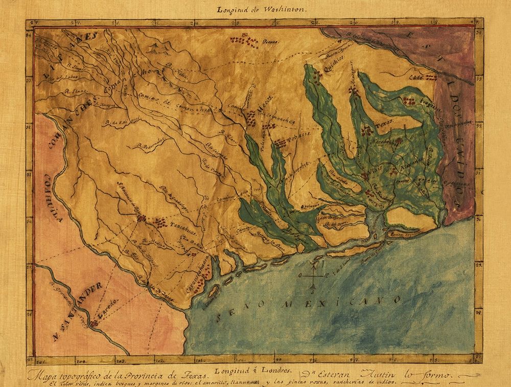 Texas Southeast - Austin 1822 art print by Austin for $57.95 CAD