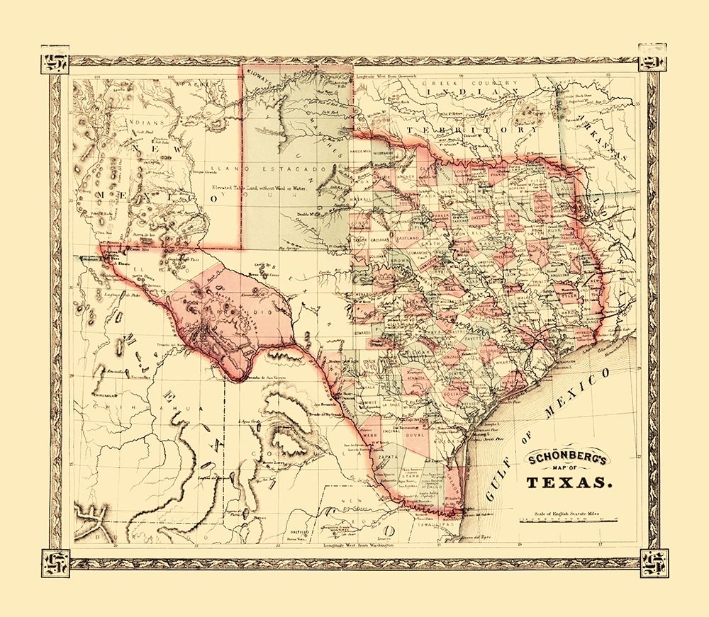 Texas - Schonberg 1867 art print by Schonberg for $57.95 CAD