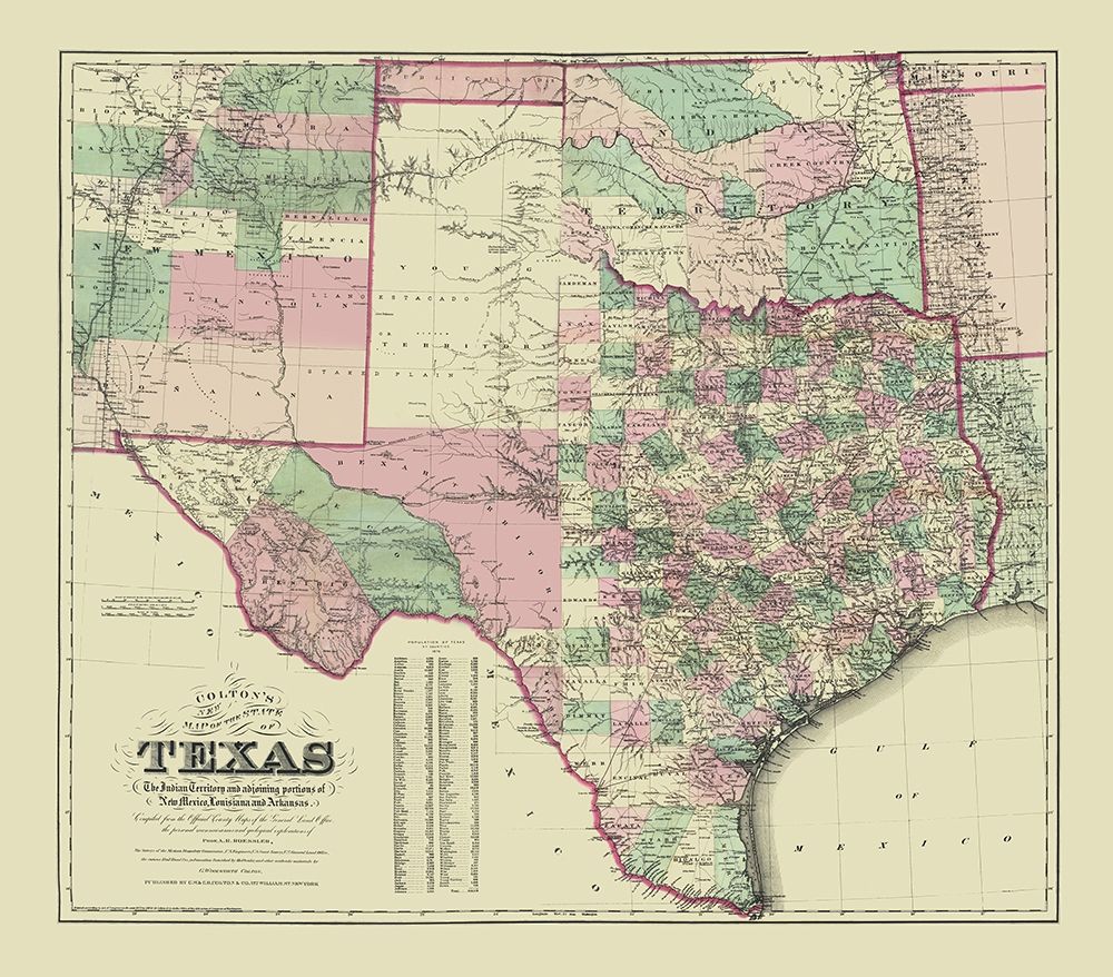 Texas - Colton 1872 art print by Colton for $57.95 CAD