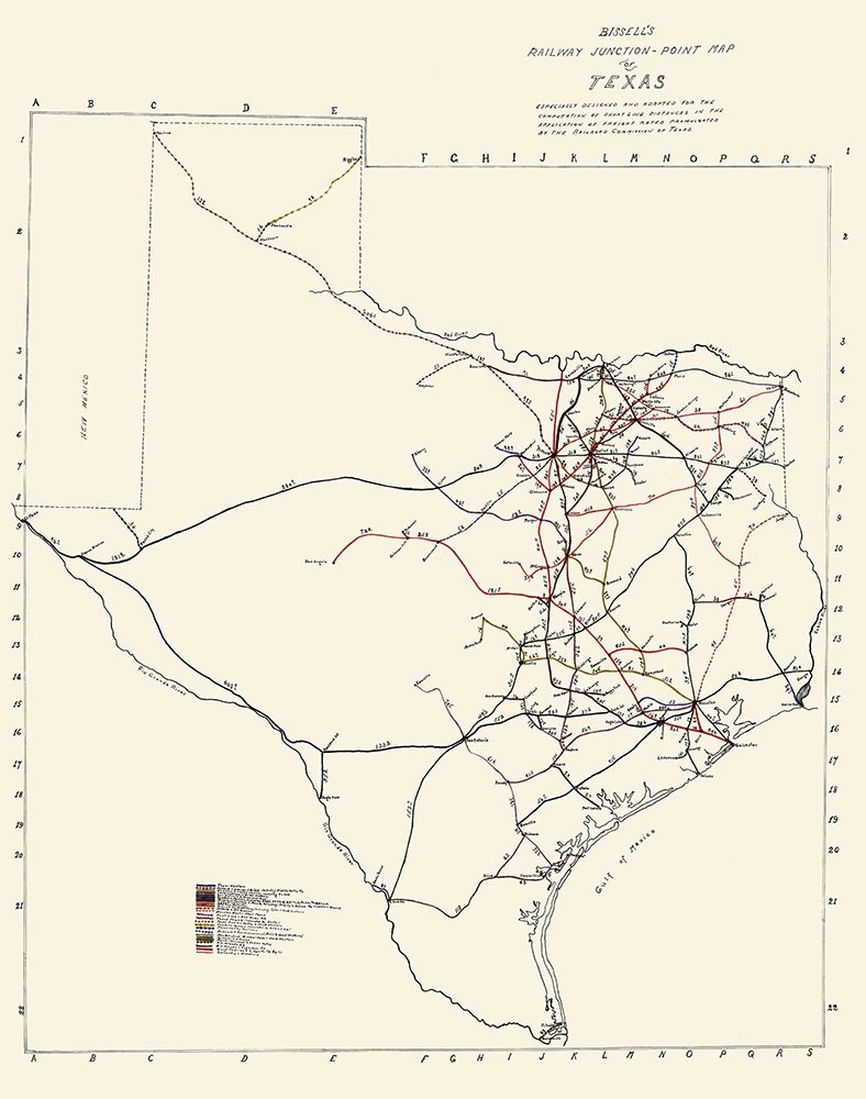 Texas Railway Junction Points - Bissell 1891 art print by Bissell for $57.95 CAD