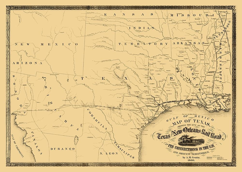Texas and New Orleans Railroad - Gentry 1860 art print by Gentry for $57.95 CAD