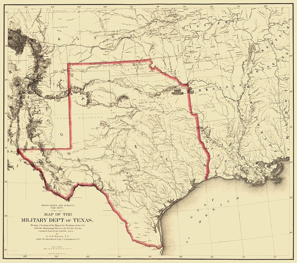 Texas Territory Map - Humphreys 1859 art print by Humphreys for $57.95 CAD