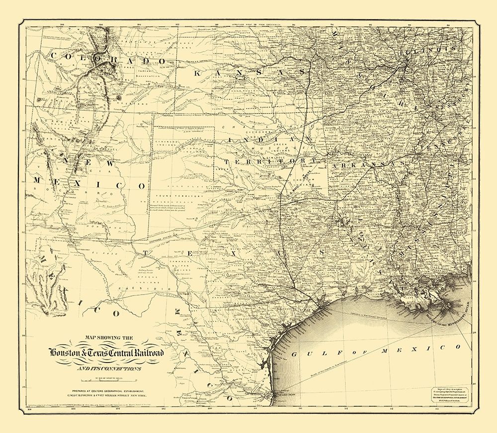 Southern Railroads - Colton 1867 art print by Colton for $57.95 CAD