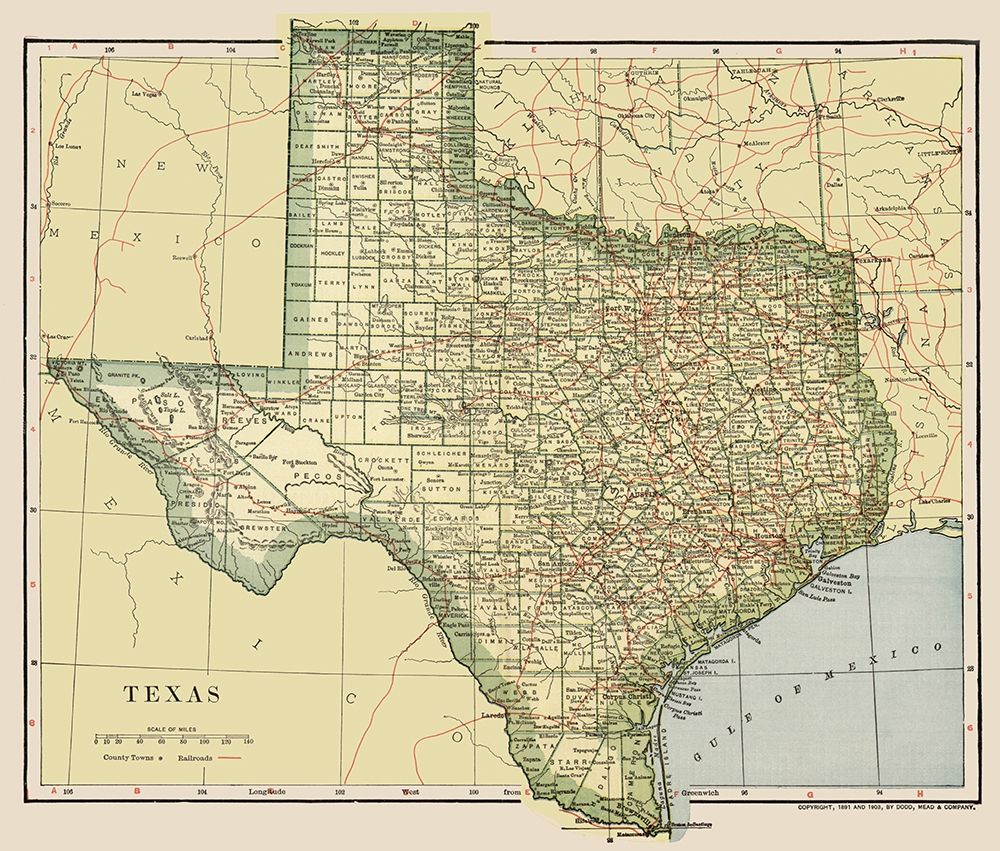 Texas - Dodd Mead 1903 art print by Dodd Mead for $57.95 CAD