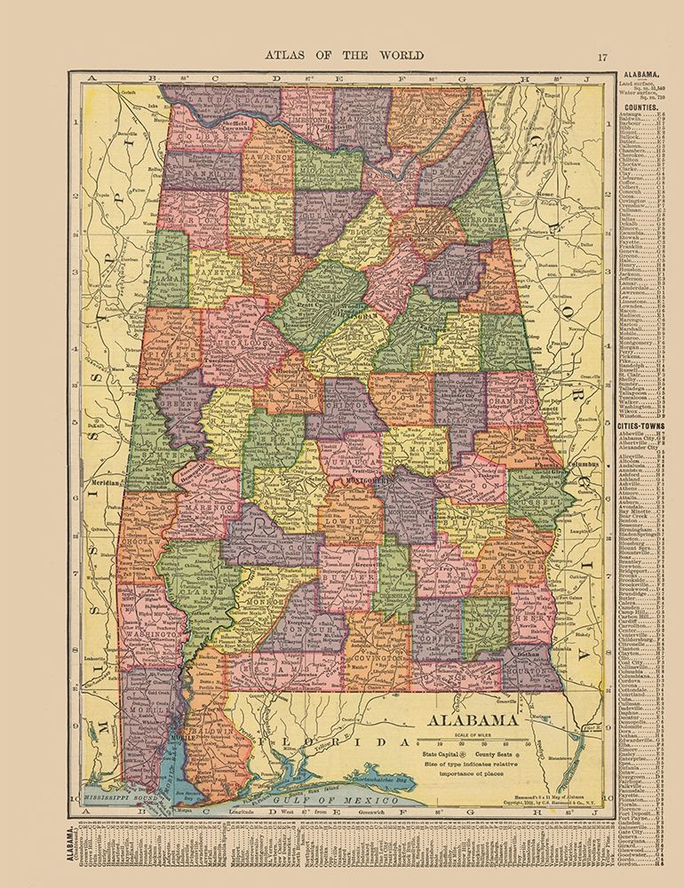 Alabama - Hammond 1910 art print by Hammond for $57.95 CAD
