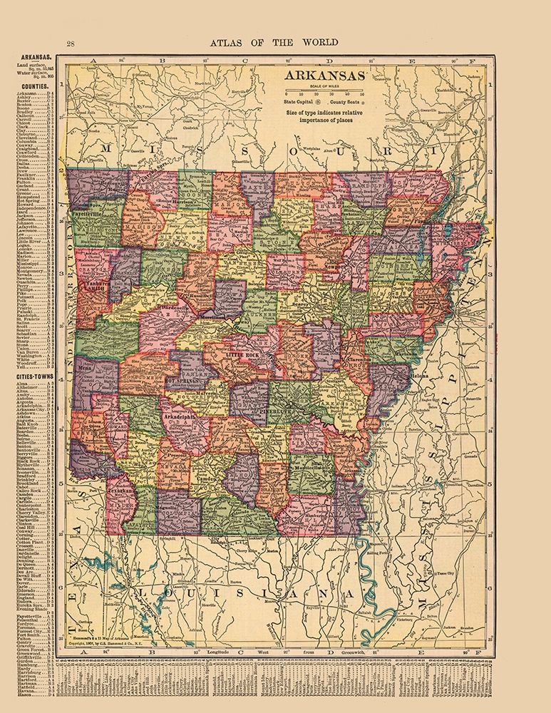 Arkansas - Hammond 1910 art print by Hammond for $57.95 CAD