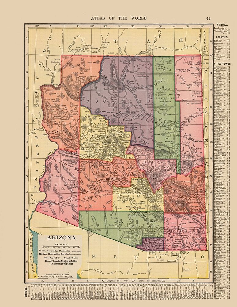 Arizona - Hammond 1910 art print by Hammond for $57.95 CAD