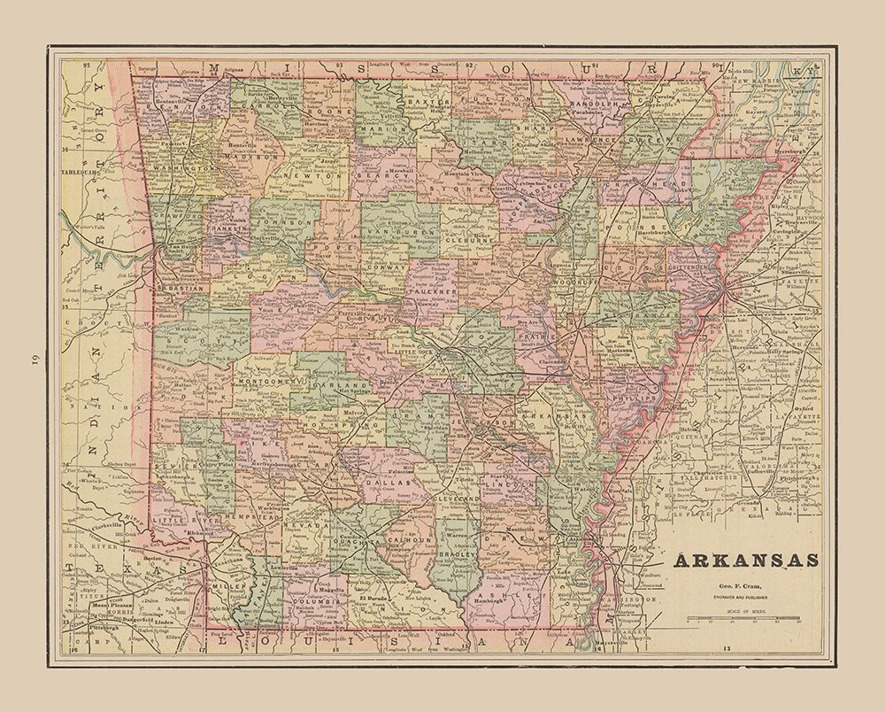 Arkansas - Cram 1892 art print by Cram for $57.95 CAD