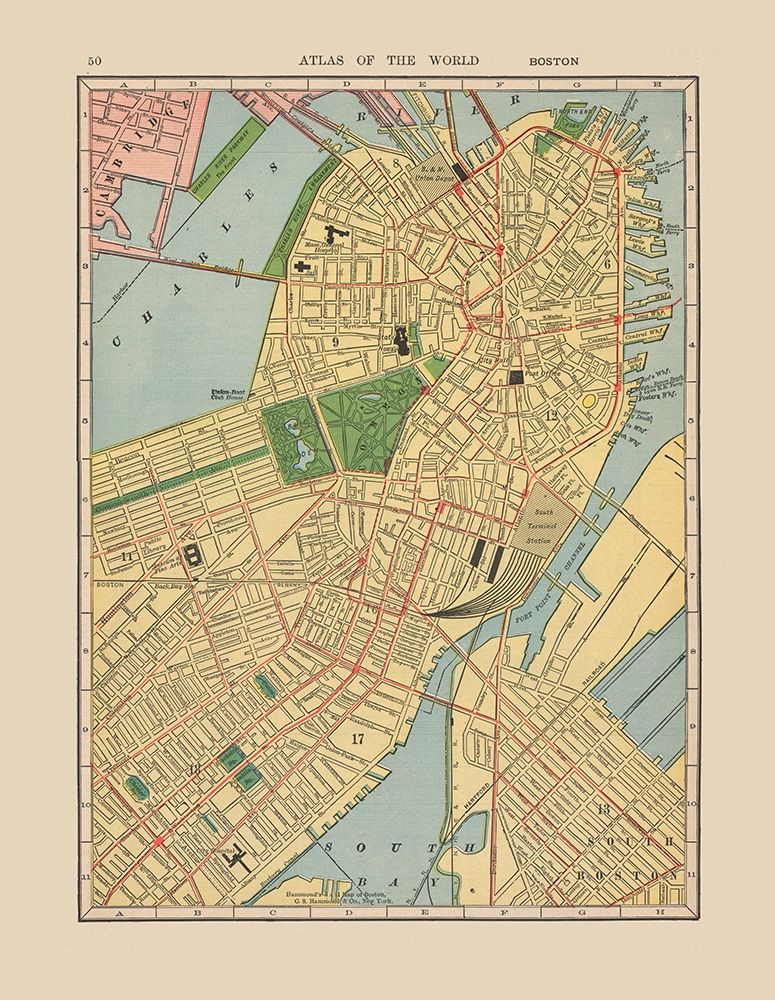 Boston  Massachusetts - Hammond 1910 art print by Hammond for $57.95 CAD