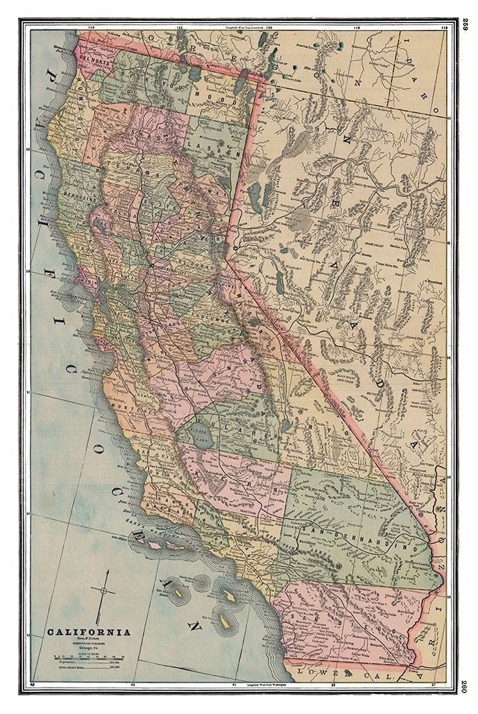 California - Johnson 1888 art print by Johnson for $57.95 CAD