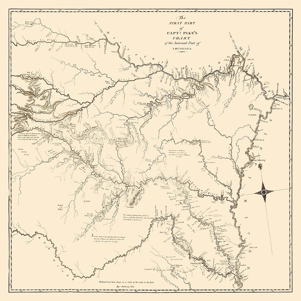 Louisiana Purchase, Capt Pikes Chart 1 - Nau 1810 art print by Nau for $57.95 CAD