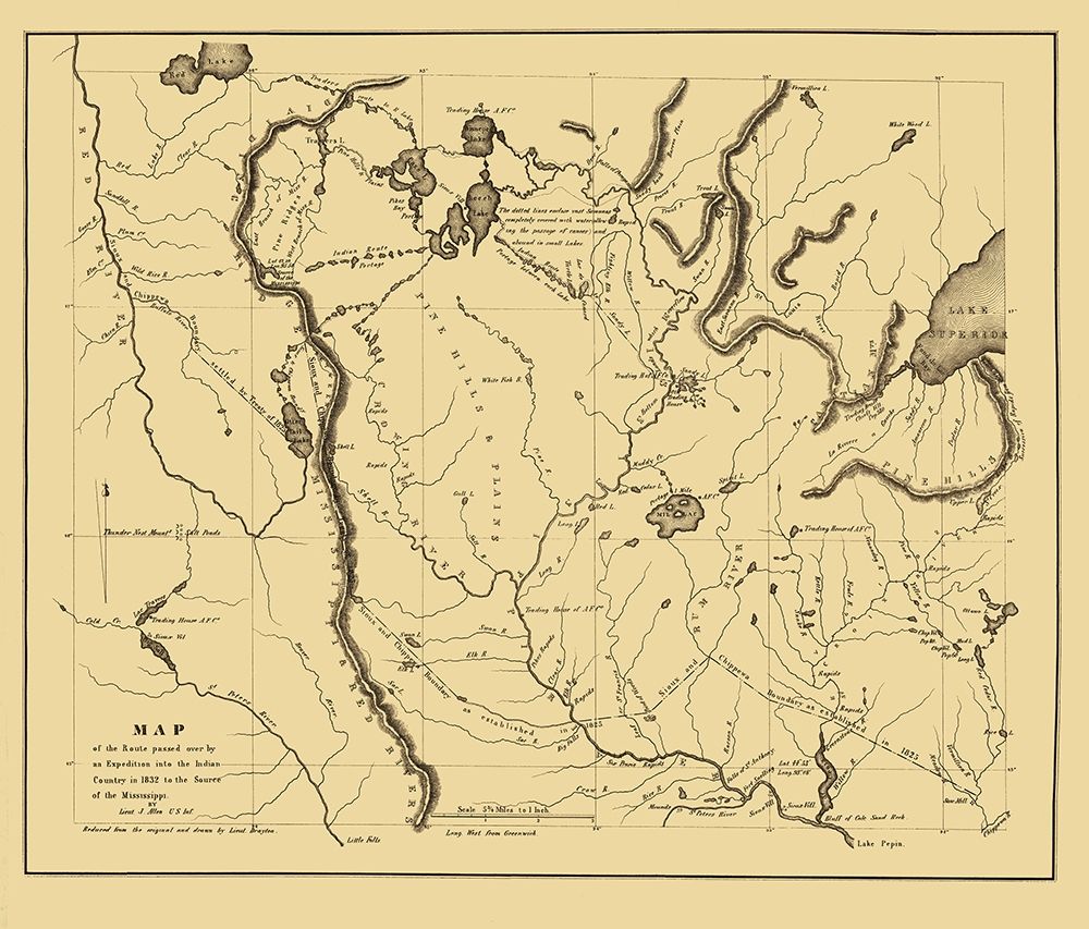Indian Country Expedition Central US 1832 art print by Schoolcraft for $57.95 CAD