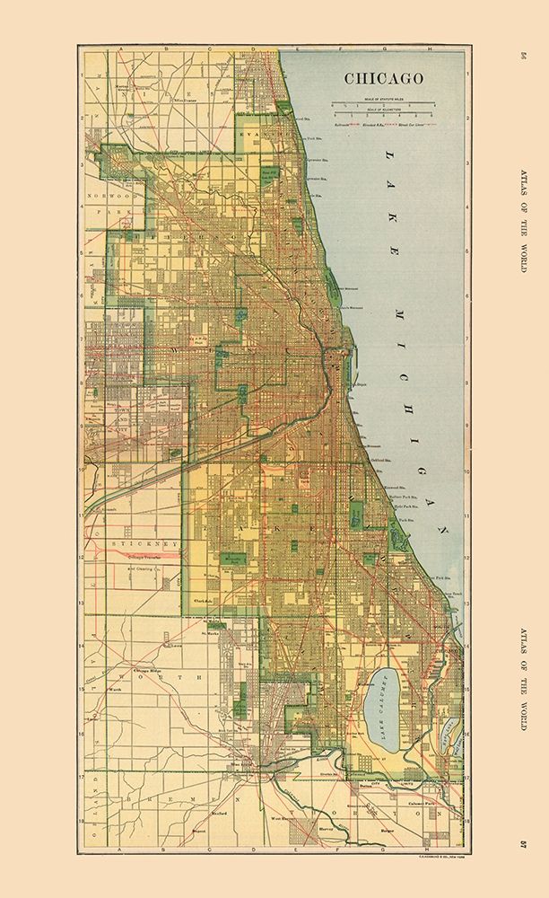 Chicago  Illinois - Hammond 1910 art print by Hammond for $57.95 CAD
