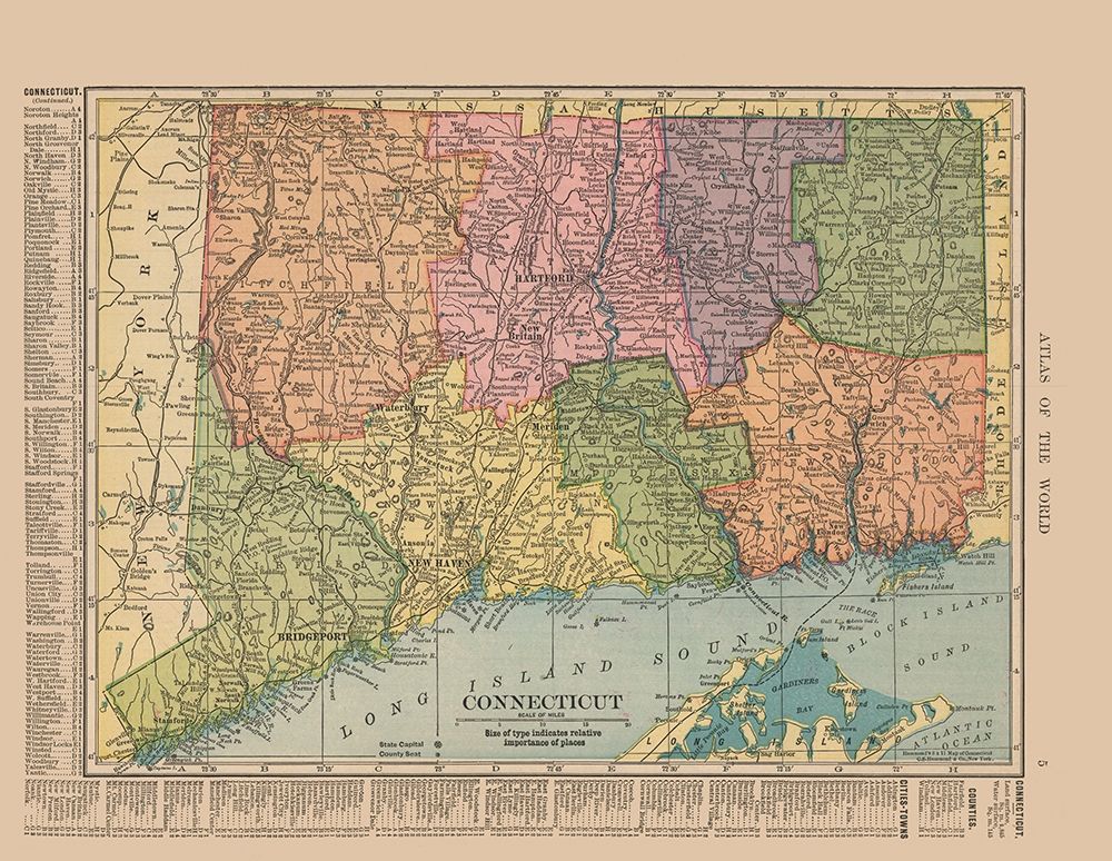 Connecticut - Hammond 1910 art print by Hammond for $57.95 CAD