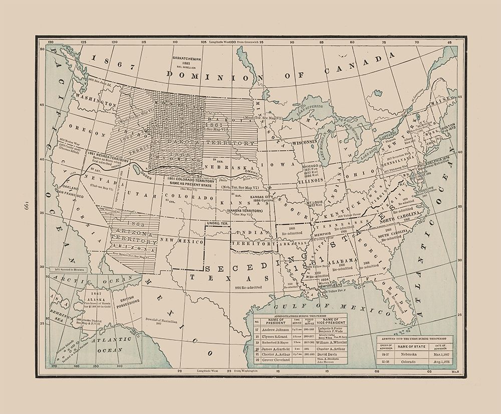 States after Civil War - Cram 1892 art print by Cram for $57.95 CAD