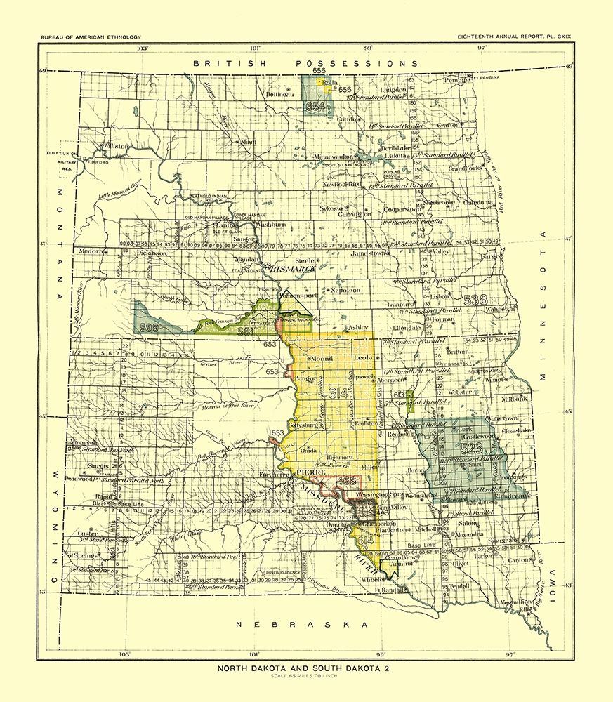 North and South Dakota - Pierre - Hoen 1896 art print by Hoen for $57.95 CAD
