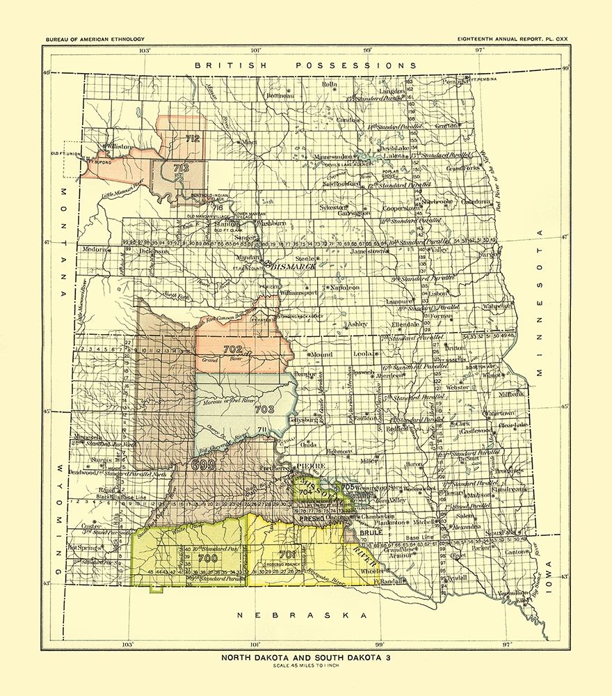 North and South Dakota - Hoen 1896 art print by Hoen for $57.95 CAD