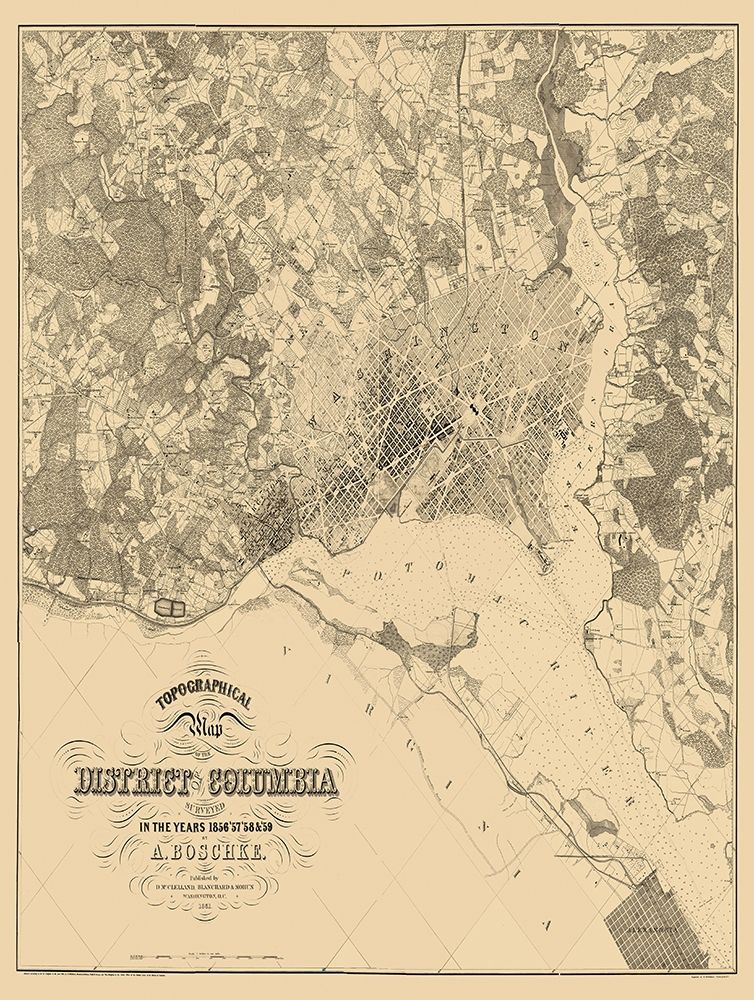 Washington DC Maryland - Boschke 1861 art print by Boschke for $57.95 CAD