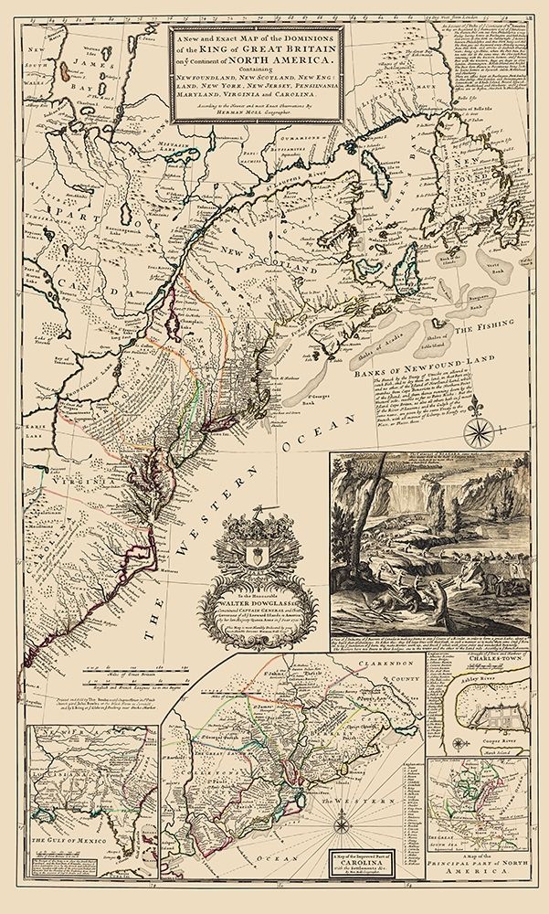 United States Northeast Coast - Moll 1711 art print by Moll for $57.95 CAD