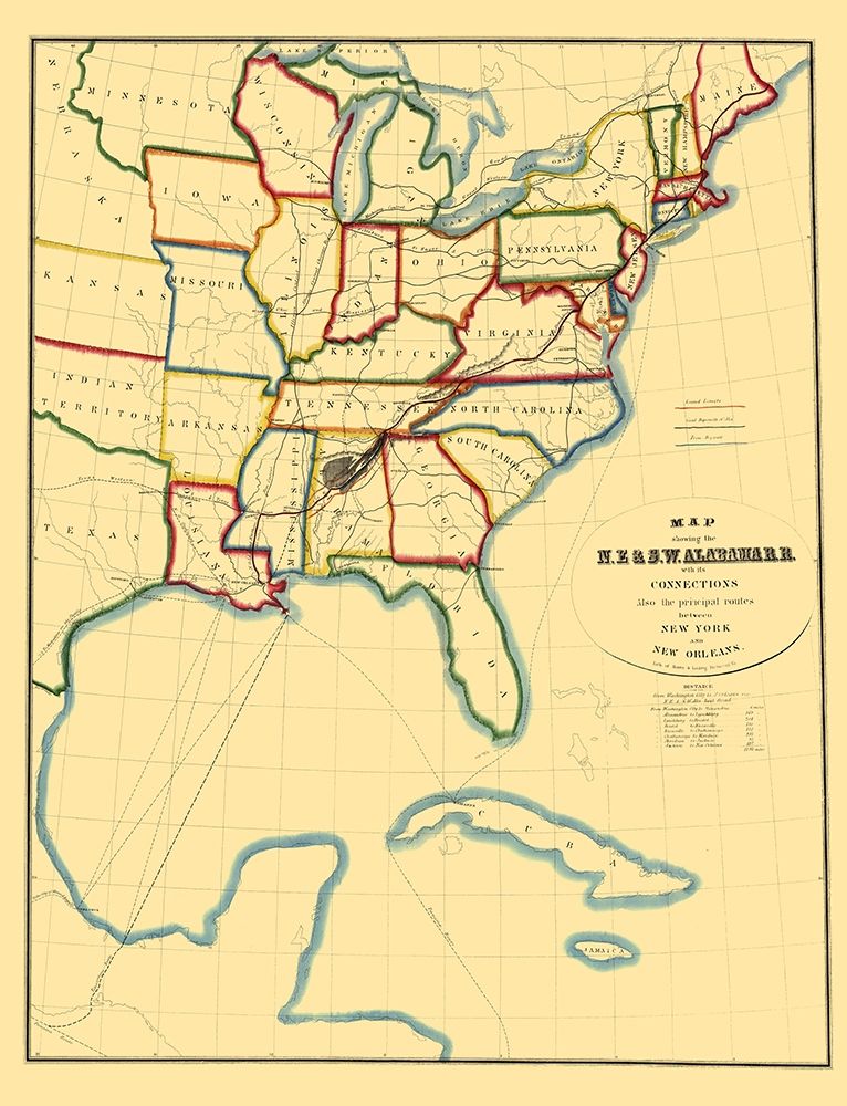 NE and SW Alabama Railroad - Hoyer 1850 art print by Hoyer for $57.95 CAD