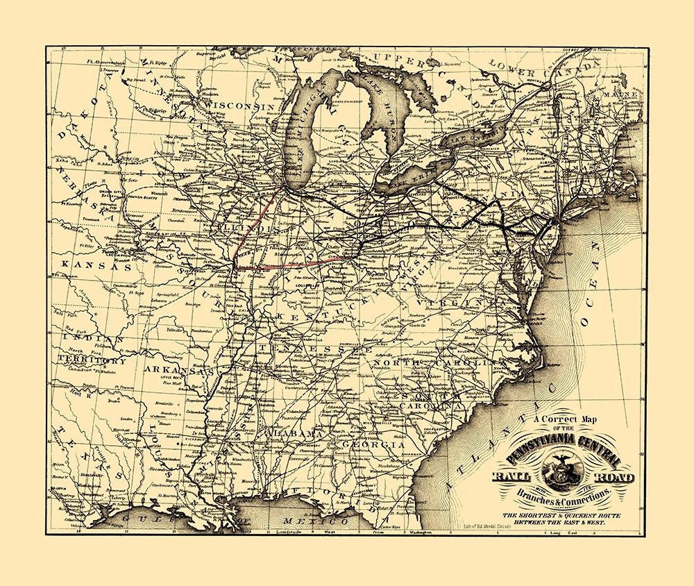 Pennsylvania Central Railroad - Mendel 1854 art print by Mendel for $57.95 CAD