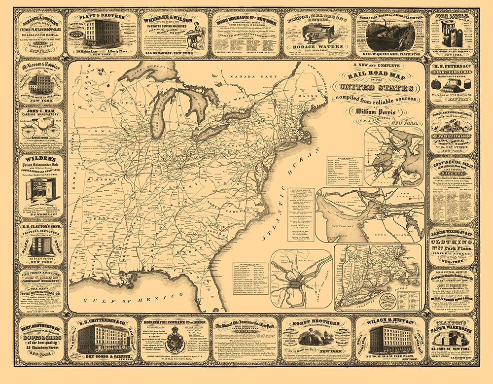 United States Railroads - Perris 1857 art print by Perris for $57.95 CAD