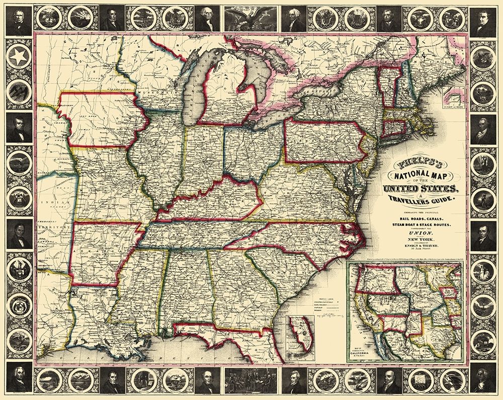 US East Phelps Travellers Guide 1852 art print by Ensign for $57.95 CAD