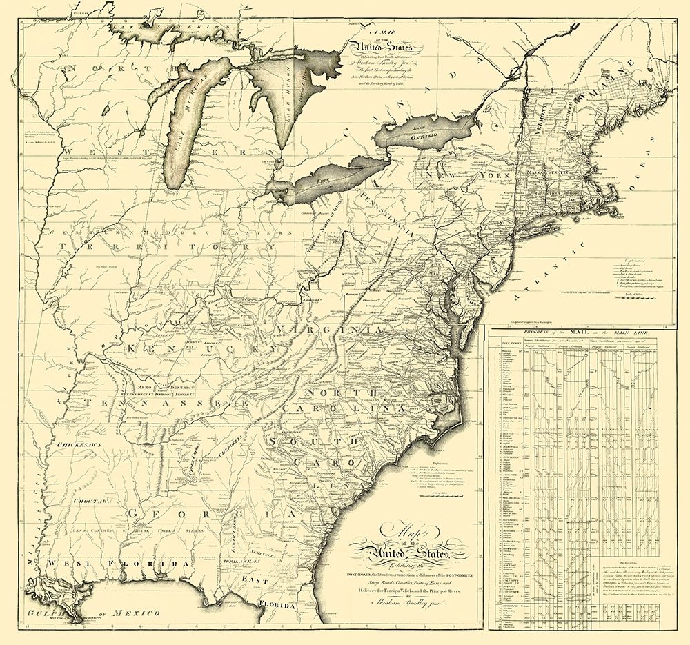 United States Eastern - Bradley 1796 art print by Bradley for $57.95 CAD