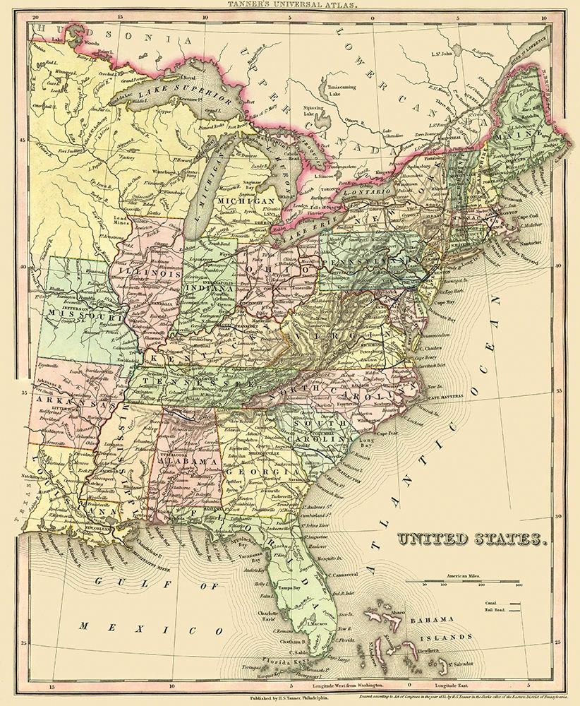 United States Eastern - Tanner 1835 art print by Tanner for $57.95 CAD