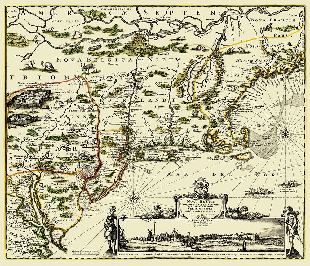 New England Original Colonies - 1673 art print by Unknown for $57.95 CAD