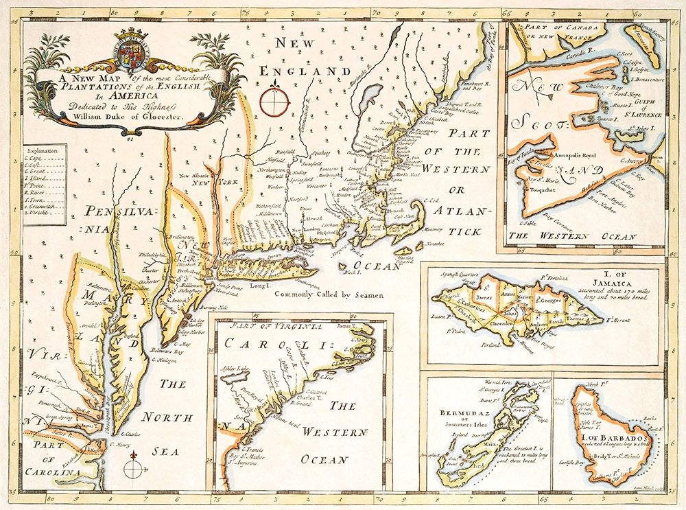 Plantations of the English in America 1700 art print by Unknown for $57.95 CAD