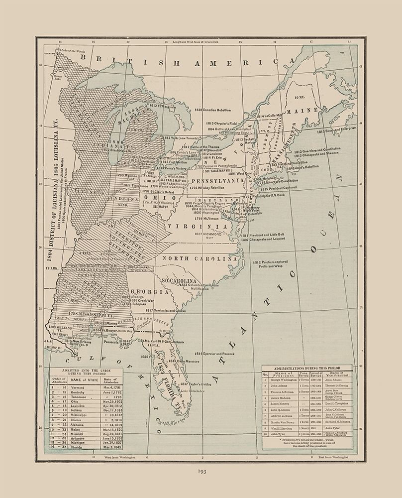Eastern United States 1791-1845 - Cram 1892 art print by Cram for $57.95 CAD
