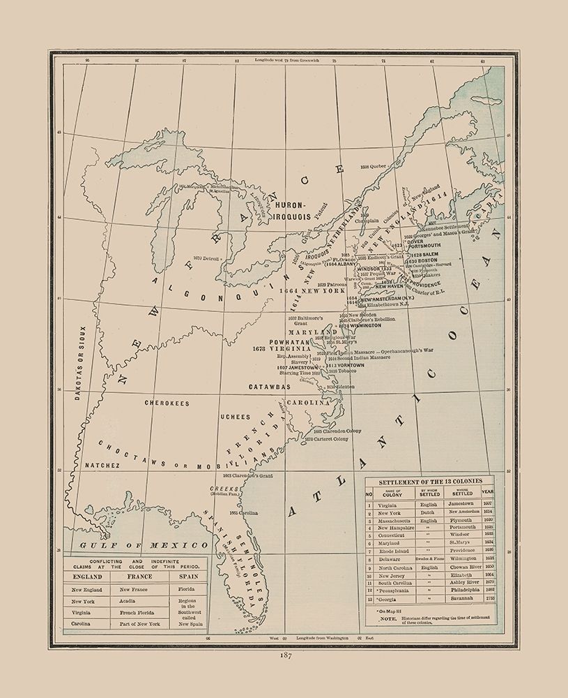 Colonial Indian Nations - Cram 1892 art print by Cram for $57.95 CAD