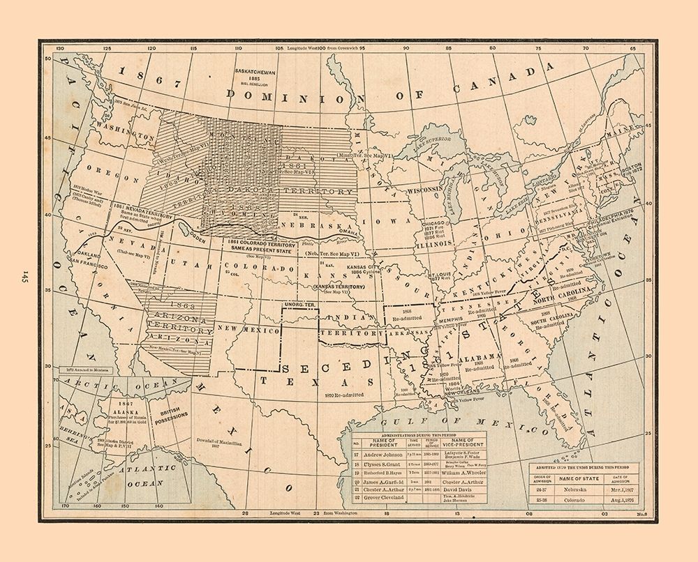 United States, 19th century- Cram 1888 art print by Cram for $57.95 CAD