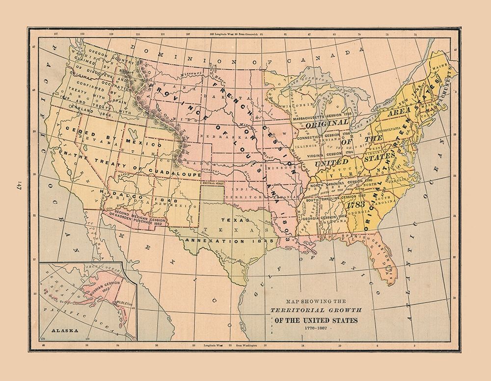 Growth of United States - Cram 1888 art print by Cram for $57.95 CAD