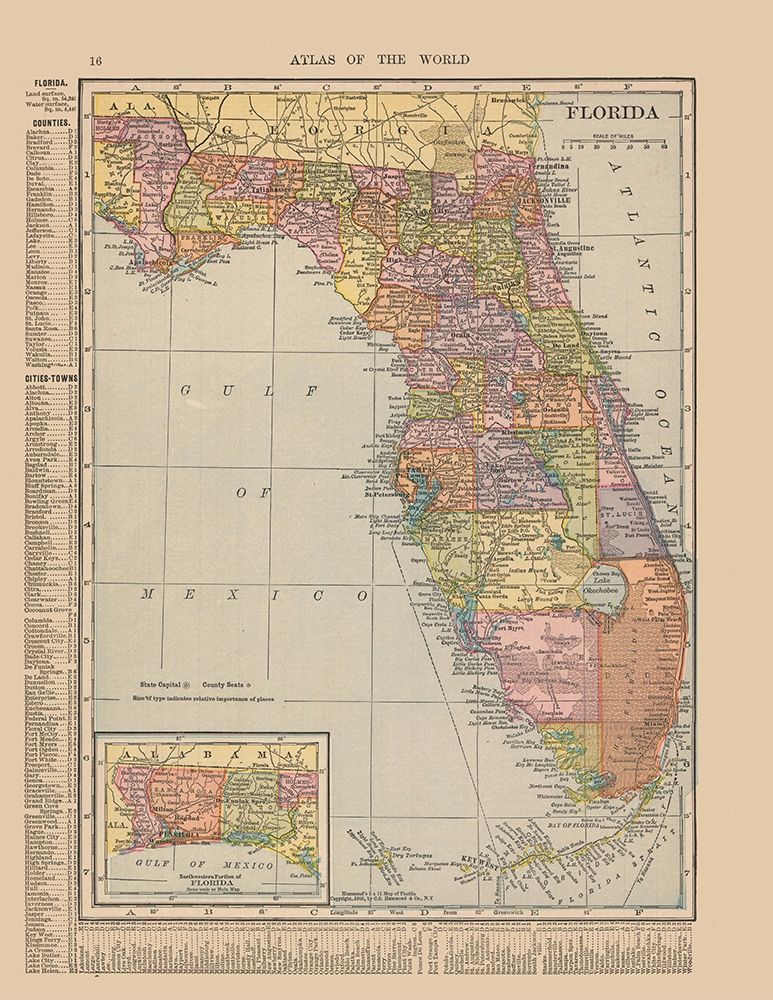 Florida - Hammond 1910 art print by Hammond for $57.95 CAD