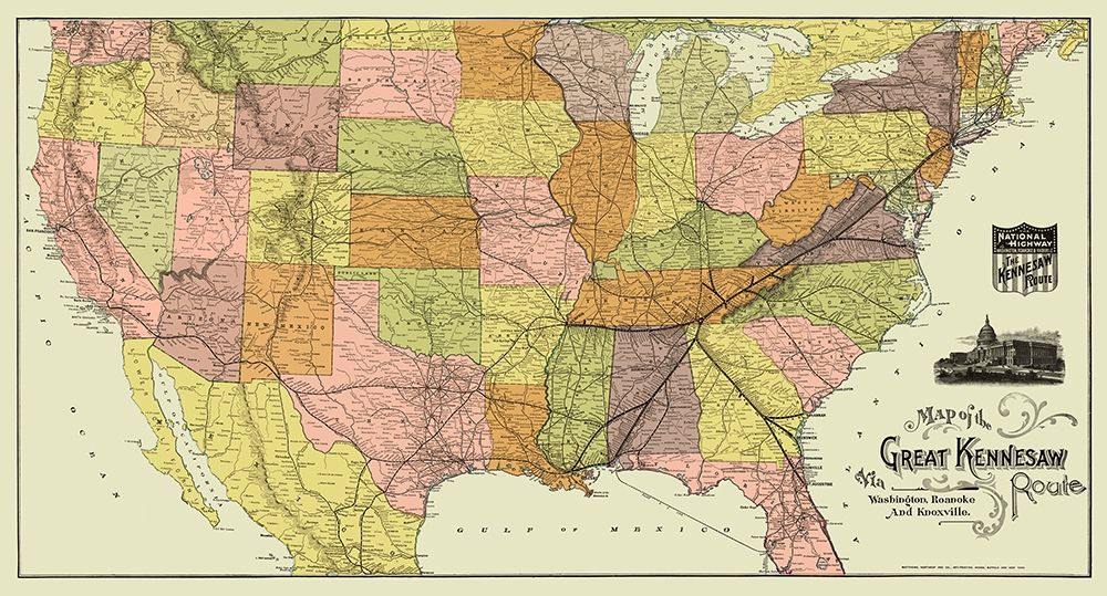 Great Kennesaw Railroad Route - Matthews 1890 art print by Matthews for $57.95 CAD