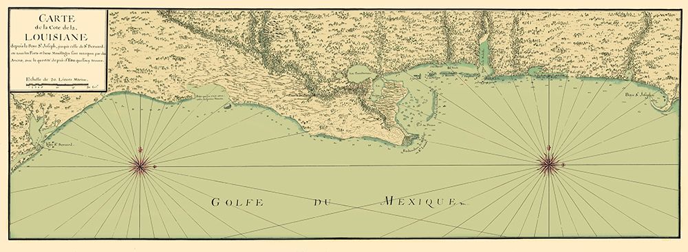 Gulf Coast Nautical Map - 1732 art print by Unknown for $57.95 CAD