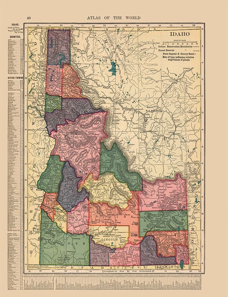 Idaho - Hammond 1910 art print by Hammond for $57.95 CAD