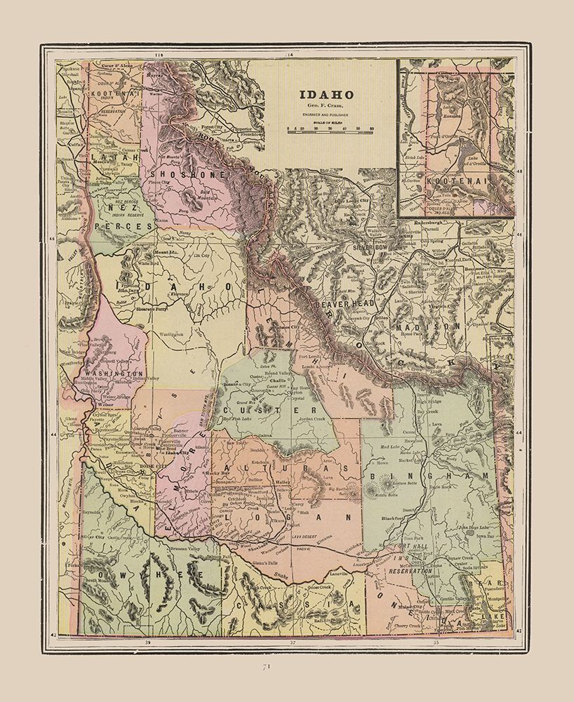 Idaho - Cram 1892 art print by Cram for $57.95 CAD