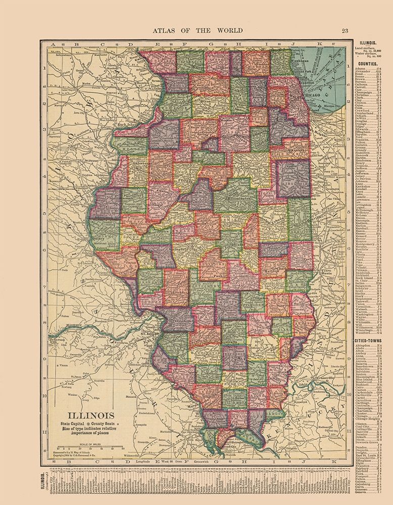 Illinois - Hammond 1910 art print by Hammond for $57.95 CAD