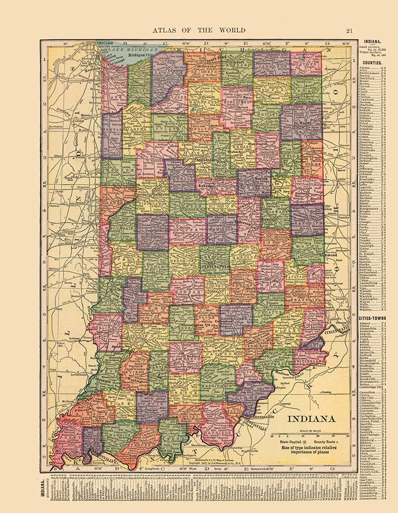 Indiana - Hammond 1910 art print by Hammond for $57.95 CAD