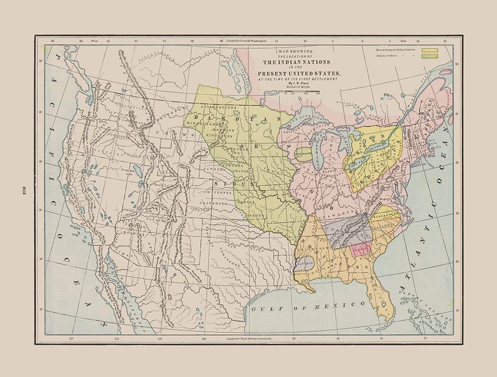 Indian Nations - First Settlement - Cram 1892 art print by Cram for $57.95 CAD